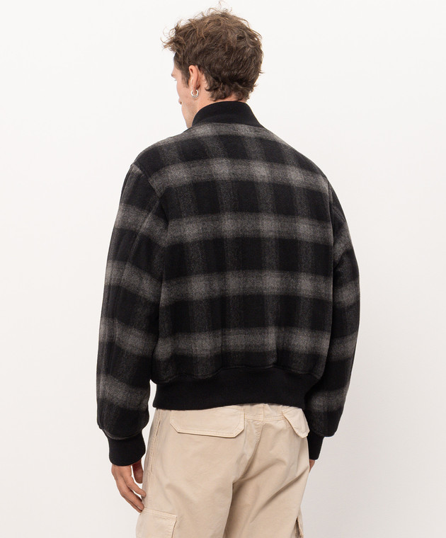 Off-White Черный бомбер с шерстью в клетку 44MEH05XF26F002 изображение 4
