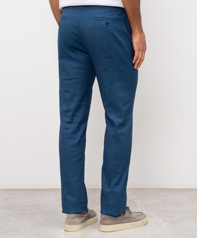 Stefano Ricci Синие брюки с льном M1T610005BLCTL1U изображение 4