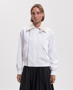 Bottega Veneta Біла куртка зі шкіряним коміром 869436V6KO0