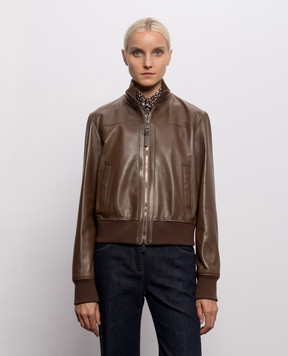 Brunello Cucinelli Коричневая кожаная куртка MPNMO7483P