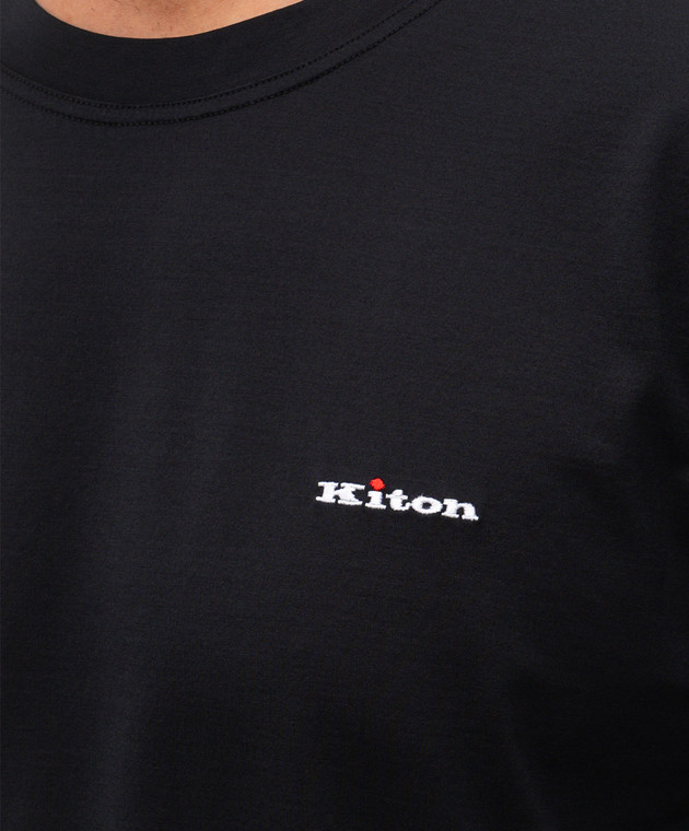 Kiton Темно-синя футболка з вишивкою логотипа UMK1274 зображення 4