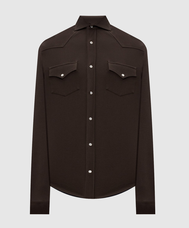 Brunello Cucinelli Коричневая рубашка ME8546666