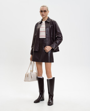 Max Mara Weekend Бордова шкіряна спідниця WKDONCIA WKDONCIA