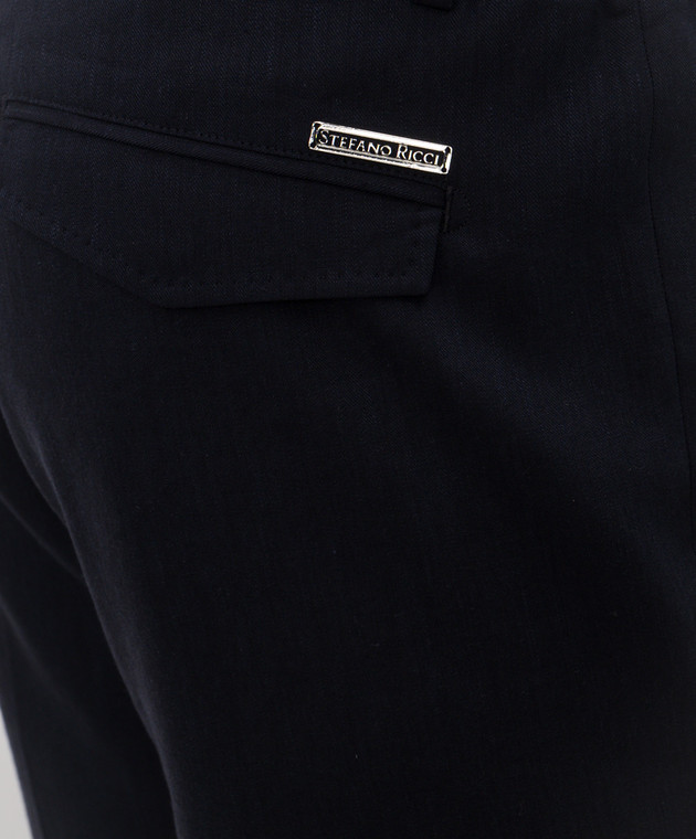 Stefano Ricci Синие шорты из льна и шерсти с металлическим логотипом M1T6100300WL003L изображение 5