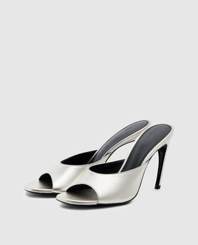 The Attico Серебристые кожаные мюли 260WSH00886LBT112AA