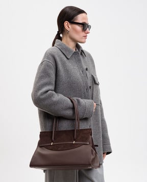 Simkhai Коричнева шкіряна сумка-трапеція River Suede 525H030SU