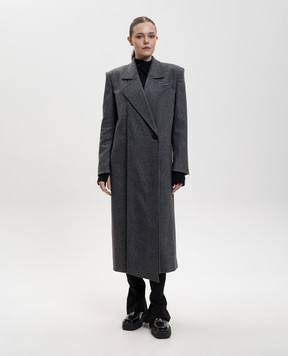 The Attico Сіре двобортне пальто з вовною 260WCC00087WWP001AA