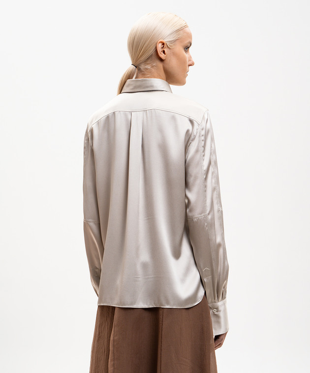 Brunello Cucinelli Серая блуза из шелка с цепочкой мониль MPC59NR516 изображение 4