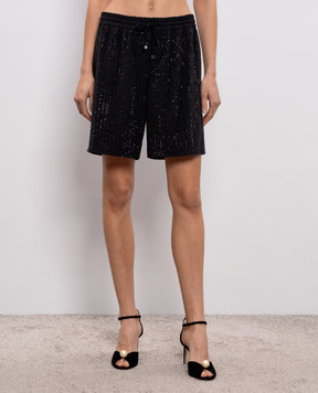 Venuja Черные пляжные шорты MALIBU с кристаллами BX005A