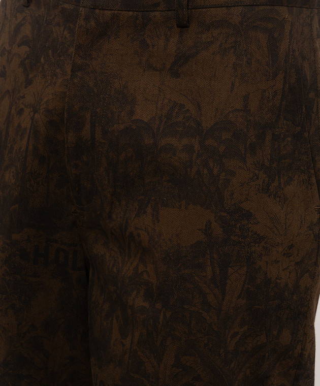 Palm Angels Коричневые брюки Starleaf со льном PAMCA003FB004 изображение 5