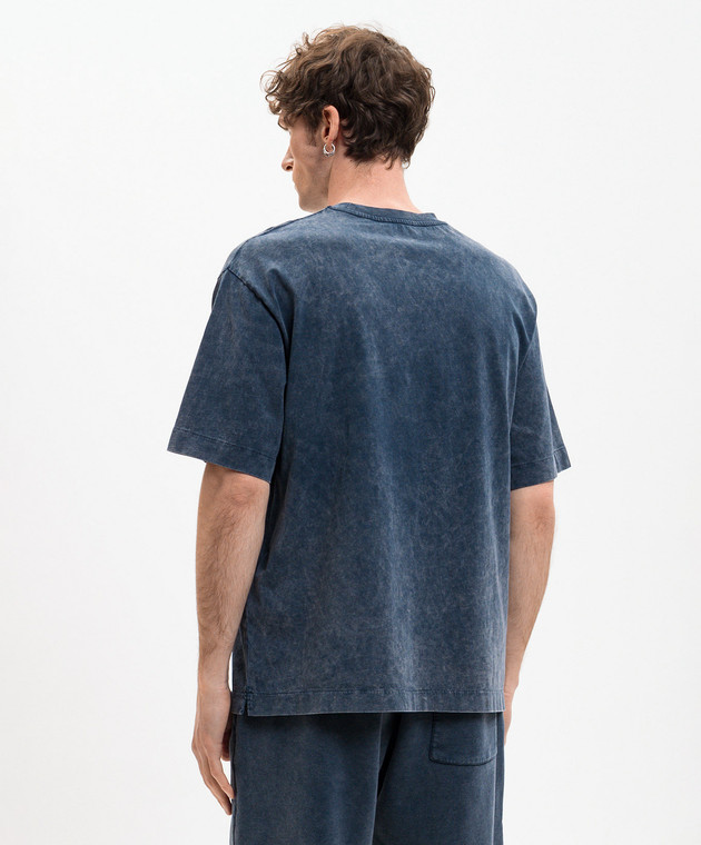 Off-White Синя футболка з вінтажним ефектом 44MAA120S26J009 зображення 4