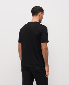 Stefano Ricci Черная футболка с вышивкой эмблемы MNH6104970803