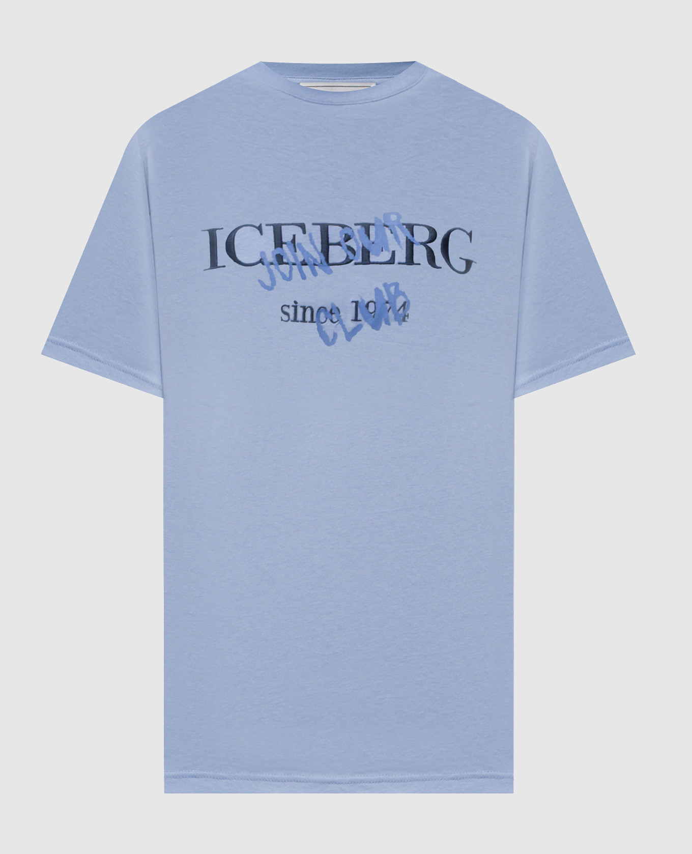 Голубая футболка с вышивкой логотипа