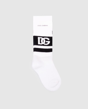 Dolce&Gabbana Дитячі білі шкарпетки з принтом монограми логотипа DG LBKAC5JBCAC