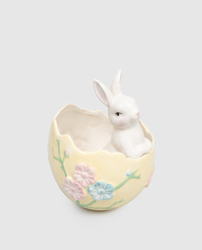Palais Royal Жовта керамічна цукерниця у формі яйця з великоднім кроликом 38486
