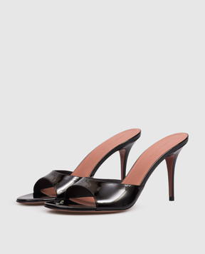 Amina Muaddi Чорні шкіряні лаковані мюлі Elodie 15S365683ELO