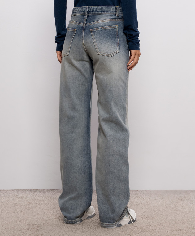 Off-White Голубые джинсы с эффектом потертости 2FM00606B изображение 4