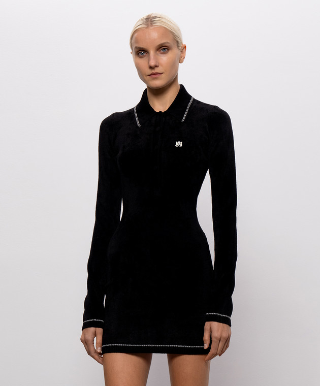 AMIRI Черное платье мини с вышивкой монограммы AW426CA002 изображение 3