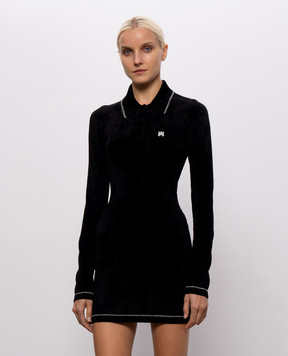 AMIRI Чорна сукня міні з вишивкою монограми AW426CA002