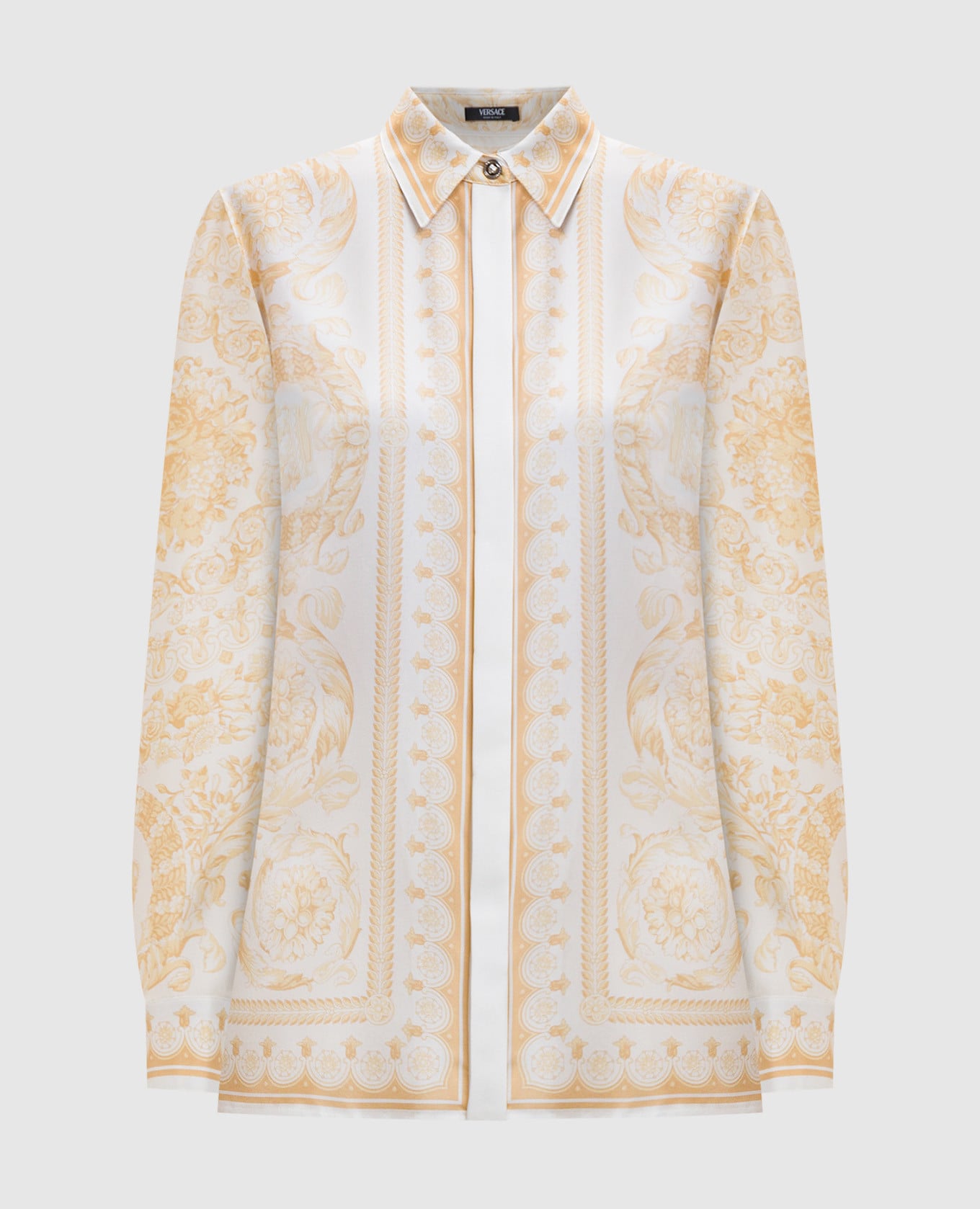 Белая блуза из шелка в принт Barocco Jacquard
