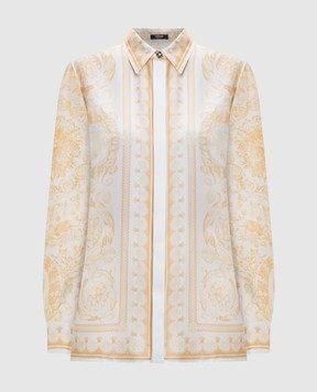 Versace Біла блуза із шовку в принт Barocco Jacquard 10013601A15215