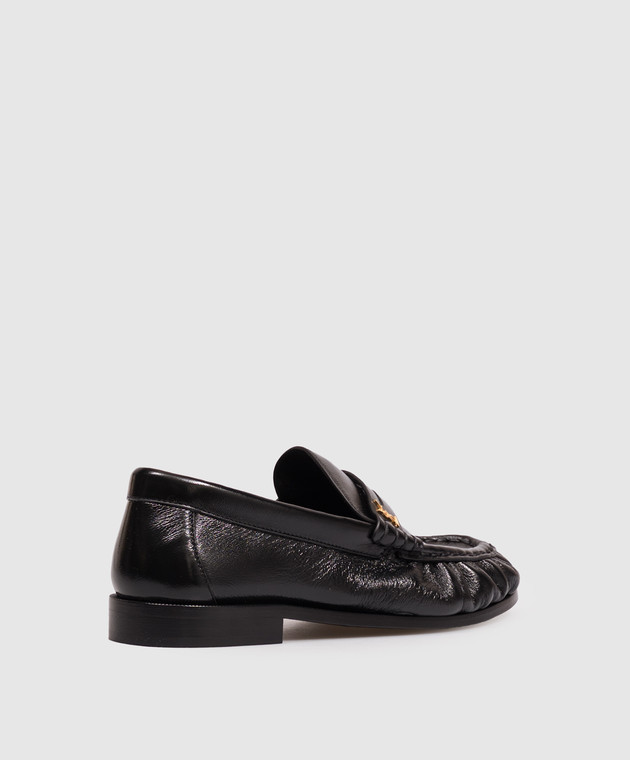 Saint Laurent Черные кожаные лоферы глянцевые LE с монограммой логотипа 818908AA00K изображение 3