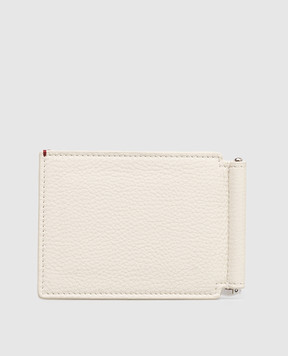 Brunello Cucinelli Бежеве шкіряне портмоне з тисненням емблеми MWMCBU440