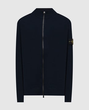Stone Island Синий кардиган из шерсти с логотипом патча K2S155100044S00B4