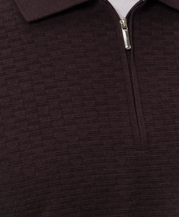 Bertolo Cashmere Фиолетовое поло из шерсти и шелка с молнией 90247300251458 изображение 5