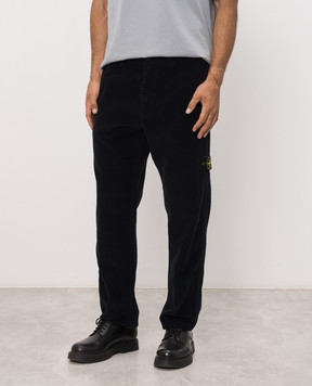 Stone Island Синие вельветовые брюки с патчем логотипа L2S153100059S0212