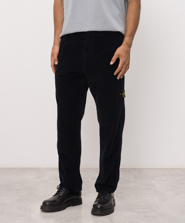 Stone Island Синие вельветовые брюки с патчем логотипа L2S153100059S0212 изображение 3