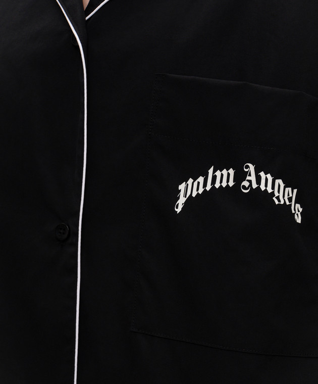 Palm Angels Черная рубашка с контрастным логотипом PWGG005S26FAB001 изображение 5