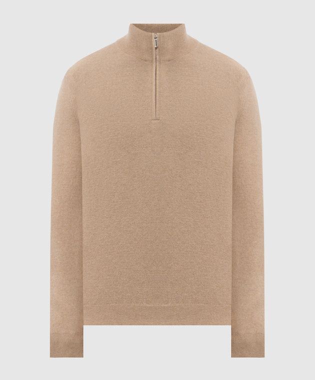 Bertolo Cashmere Бежевый свитер из кашемира с молнией 400025000005