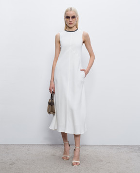 Brunello Cucinelli Біла сукня міді з льоном MH126AFR61