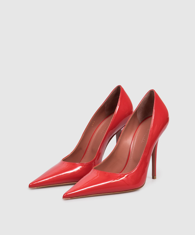 Amina Muaddi Красные кожаные лакированные туфли Barbara 16S365988BAR изображение 2