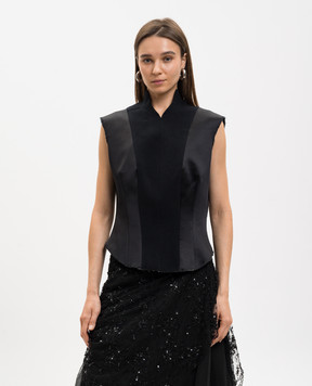 Marc Le Bihan Чорний топ з вовни та шовку 26112