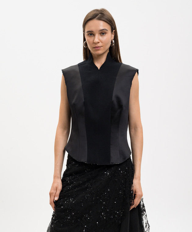 Marc Le Bihan Чорний топ з вовни та шовку 26112 зображення 3