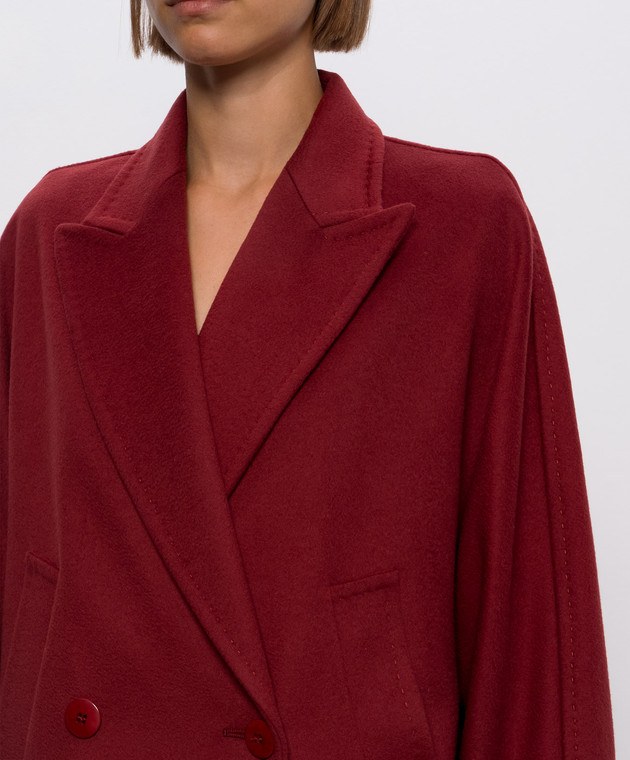 Max Mara Бордове двобортне пальто MASTRO з вовни MSTMASTRO зображення 5