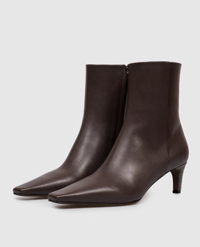 Brunello Cucinelli Коричневі шкіряні ботильйони з ланцюжком моніль MZSKC3356P