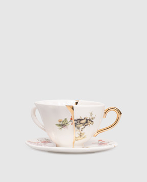 SELETTI Набір з порцелянової чашки для чаю та блюдця Kintsugi з позолотою 24 карат 09647