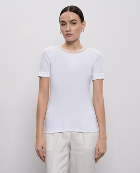 Peserico Белая футболка в рубчик A06872J05669A