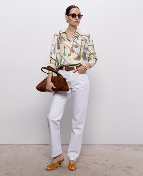 Versace Блуза цвета айвори Hanging' Out из шелка 10256861A18684