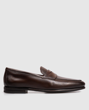Santoni Кожаные лоферы коричневого цвета MCNG18837SI9GMEM