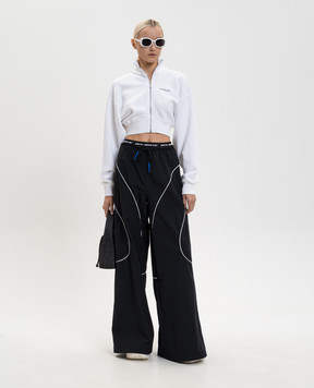 Off-White Біла укорочена спортивна кофта з квітковим принтом емблеми 2BE006S26FLE001