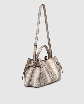 YUZEFI Бежевая кожаная сумка Gyoza с тиснением под кожу рептилии GYOZAEMBOSSEDLEATHER