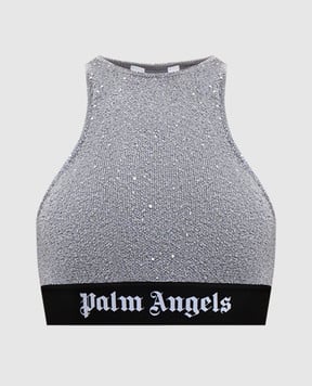 Palm Angels s Сірий топ в паєтки з логотипом PWHT001G23KNI001