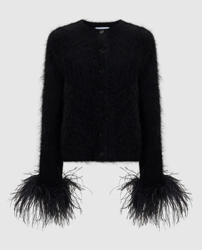 16Arlington Чорний кардиган Alena з вовною альпаки та пір'ям страуса K125SS2601