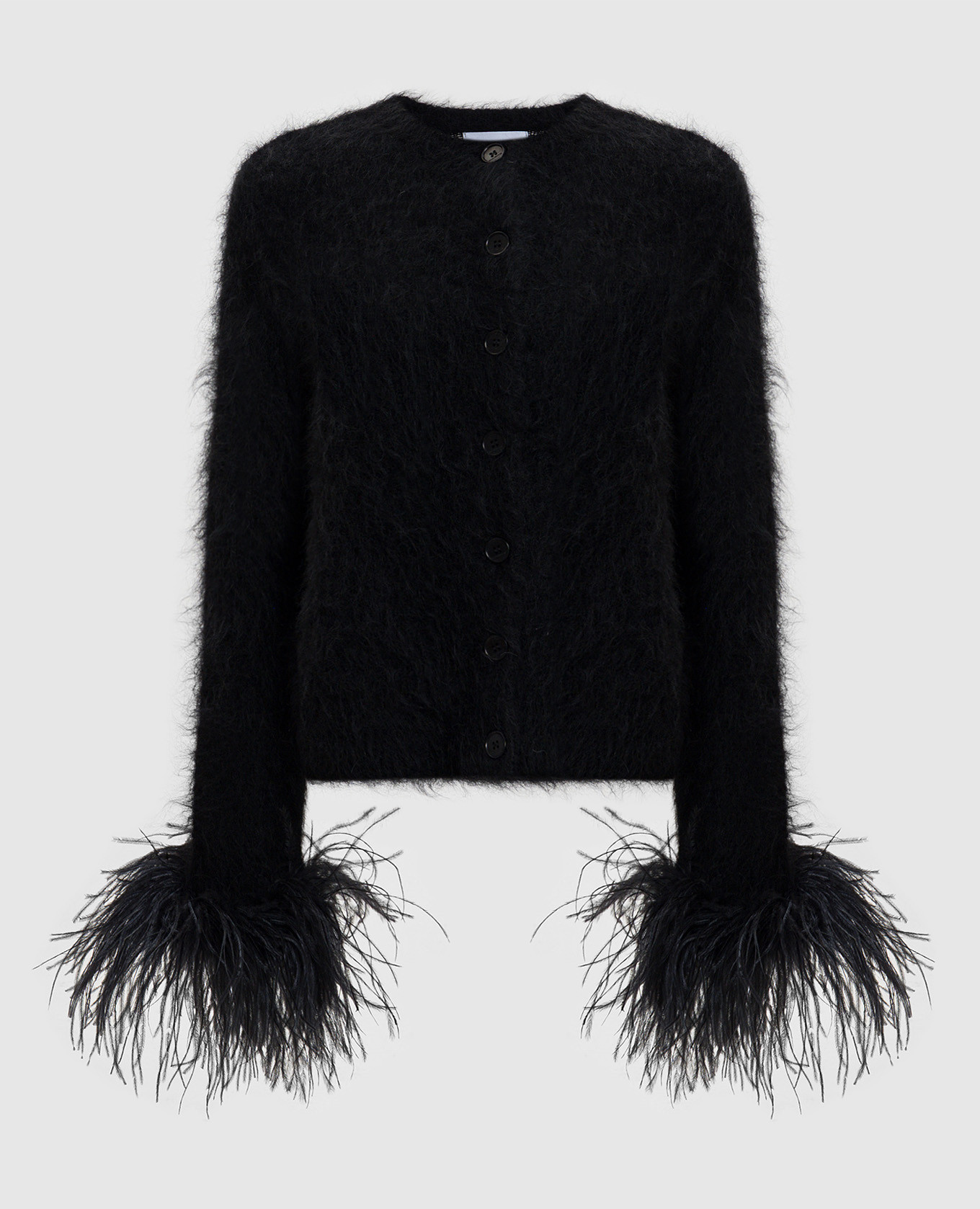 

Черный кардиган Alena с шерстью альпаки и перьями страуса, Кардиганы