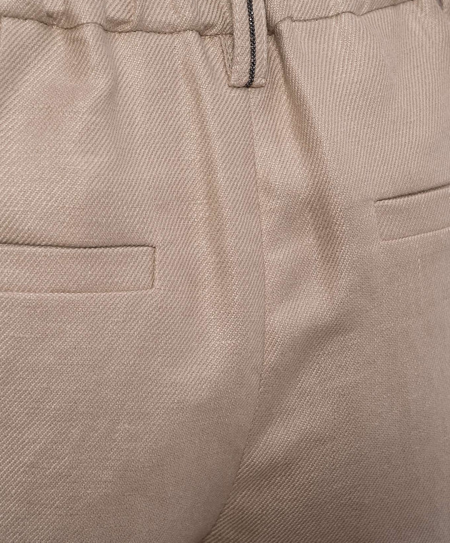 Brunello Cucinelli Бежеві штани з льону MH527P9198 зображення 5