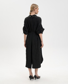 Juun.j Черное платье-рубашка миди с эффектом жатки JW6371W025